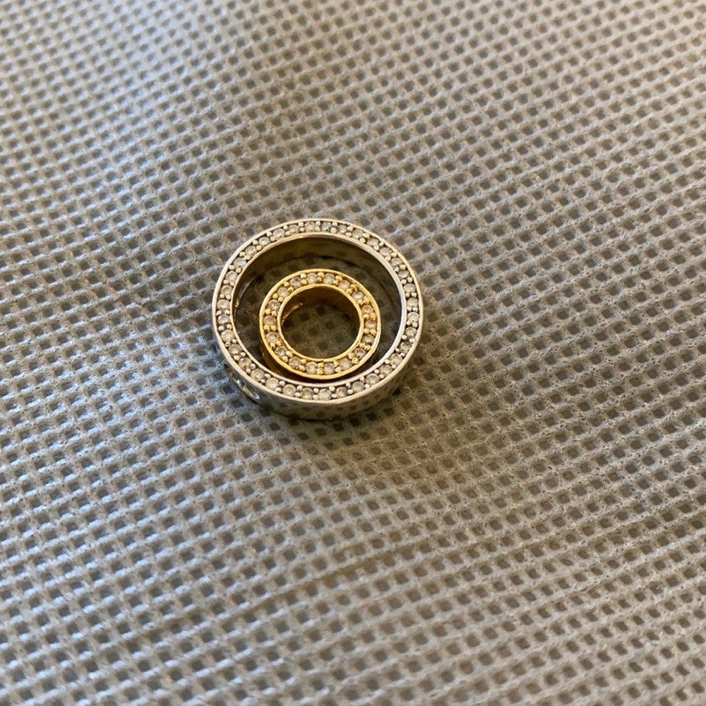 Gold and diamond circle necklace charms